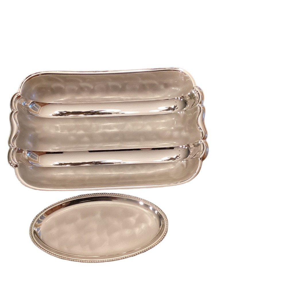 Vintage WMF Ikora SilverPlated Footed Bread Basket with Butter Dish. 12 x 8